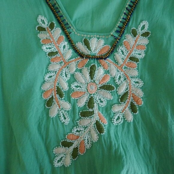 British India embroidered beaded tunic top jade green size 7 - Picture 3 of 9